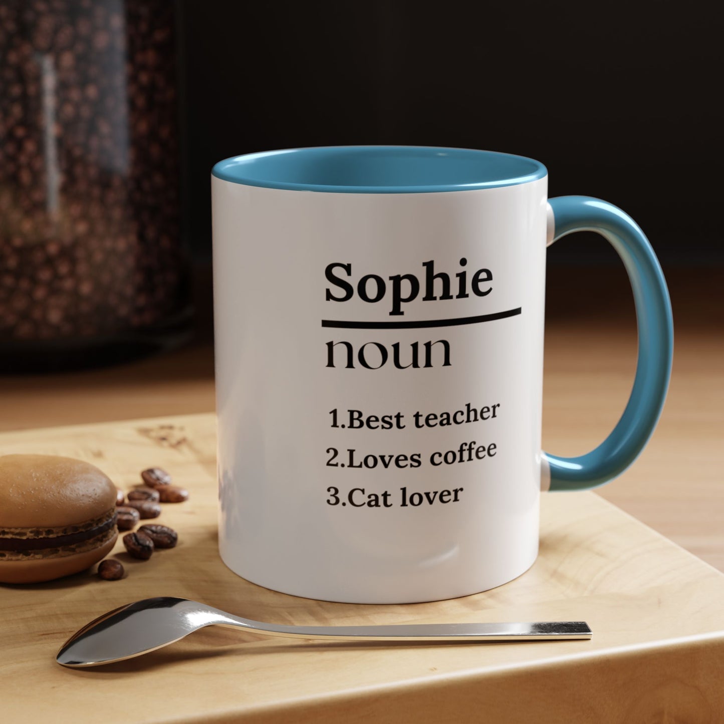 Customizable Ceramic Accent Coffee Mug - 11oz - "Noun"