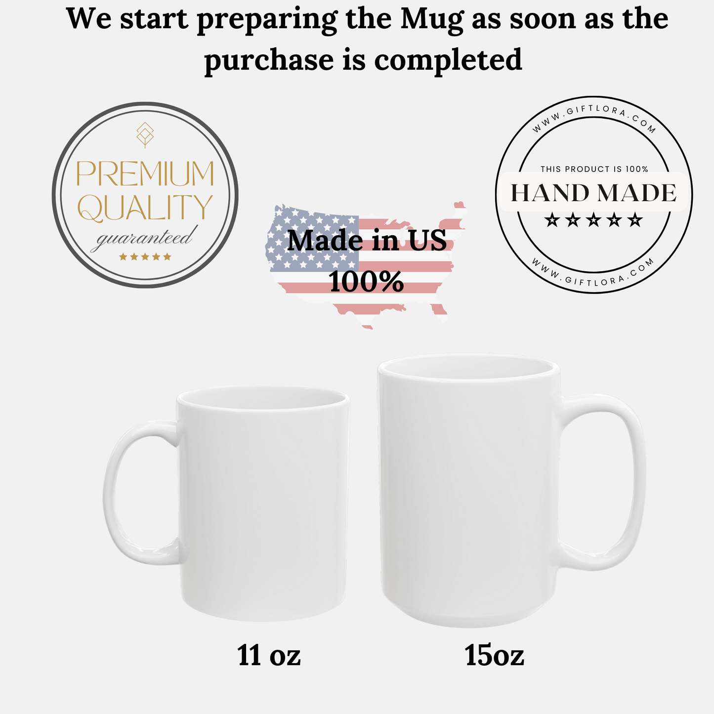 "Custom Photo Mugs for Grandma and Mom – Personalized 11oz and 15oz Coffee Cups with Photo and Text"