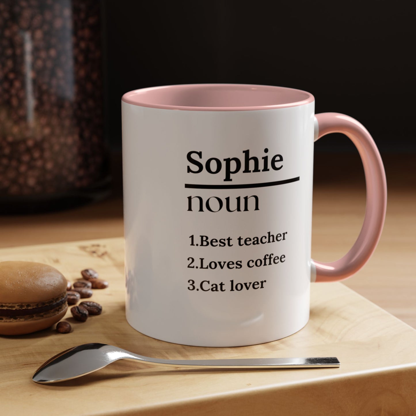 Customizable Ceramic Accent Coffee Mug - 11oz - "Noun"