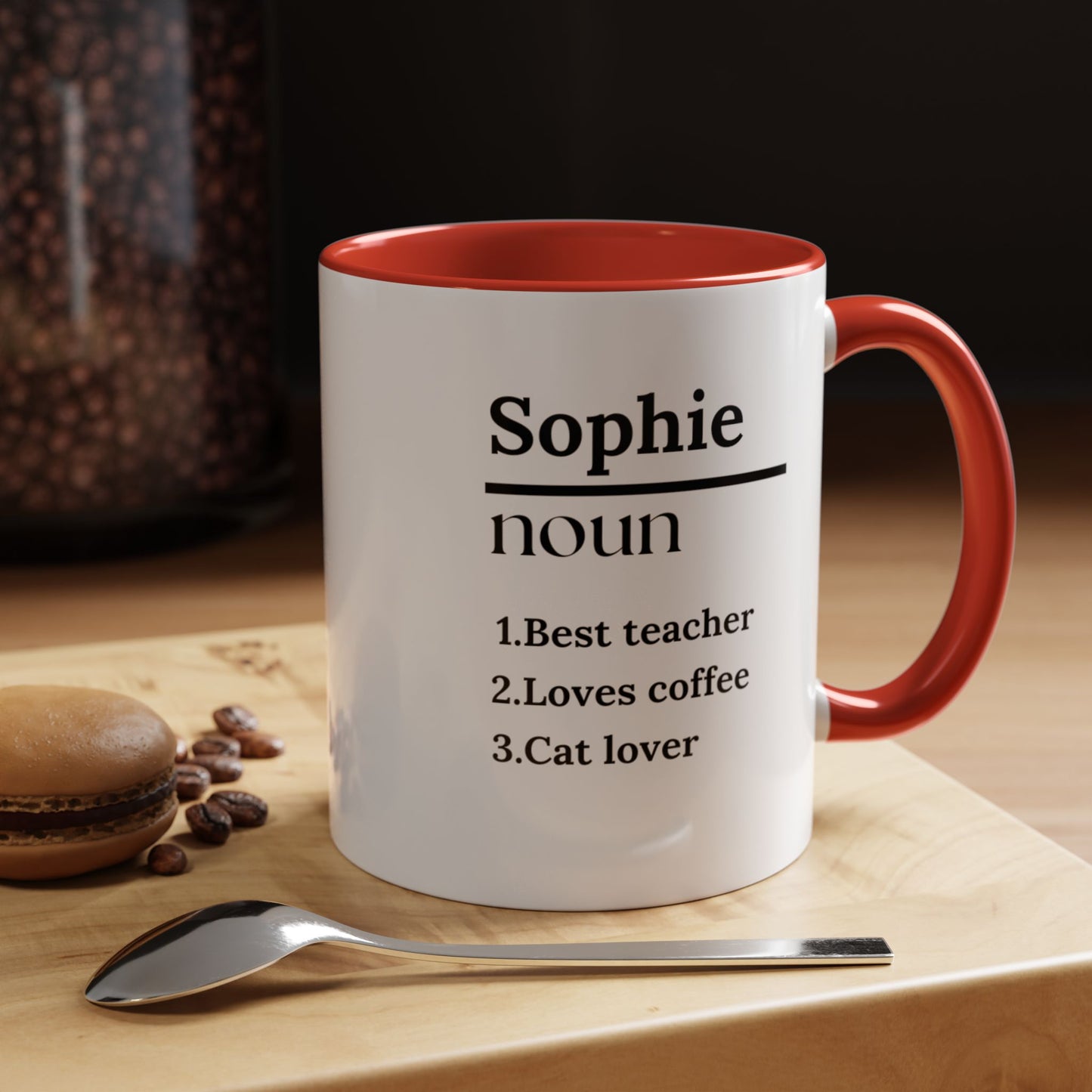 Customizable Ceramic Accent Coffee Mug - 11oz - "Noun"