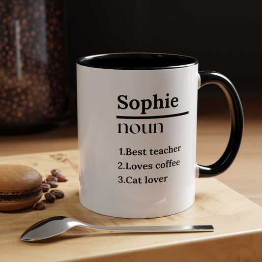 Customizable Ceramic Accent Coffee Mug - 11oz - "Noun"