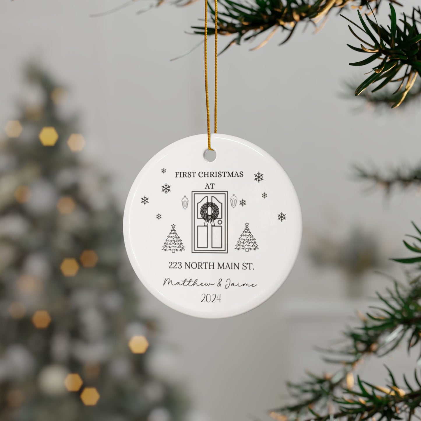 "Personalized New Home Ornament: Celebrate with a Wreath New Home Christmas Ornament for Your New House"