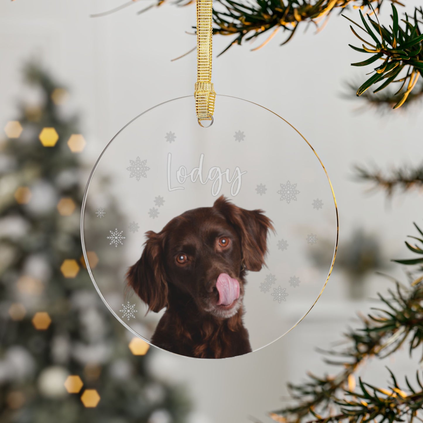 "Custom Personalized Puppy Picture Ornament | Perfect Christmas Gift for Dog Owners & Pet Lovers"