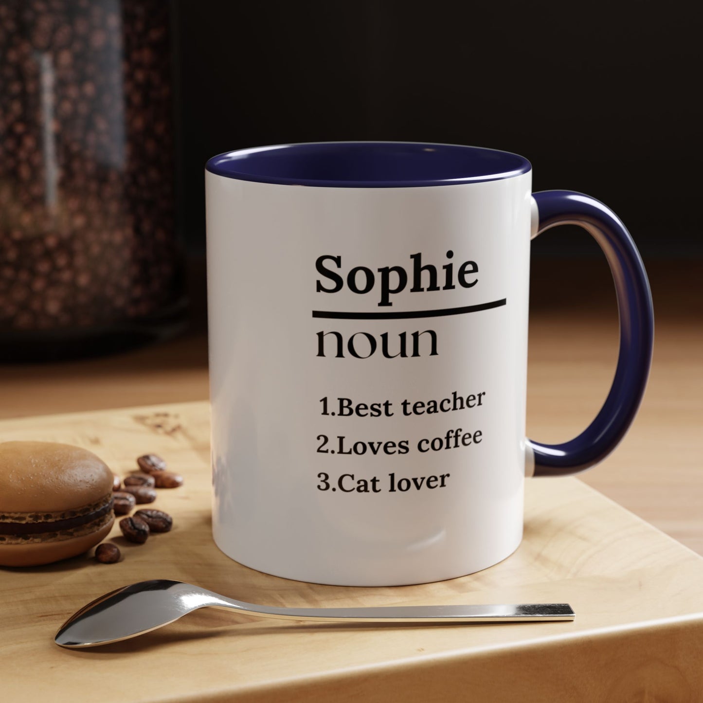 Customizable Ceramic Accent Coffee Mug - 11oz - "Noun"