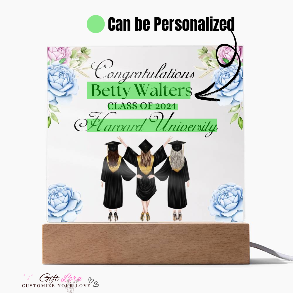 Personalized Acrylic Square Plaque for University Graduation Congratulations