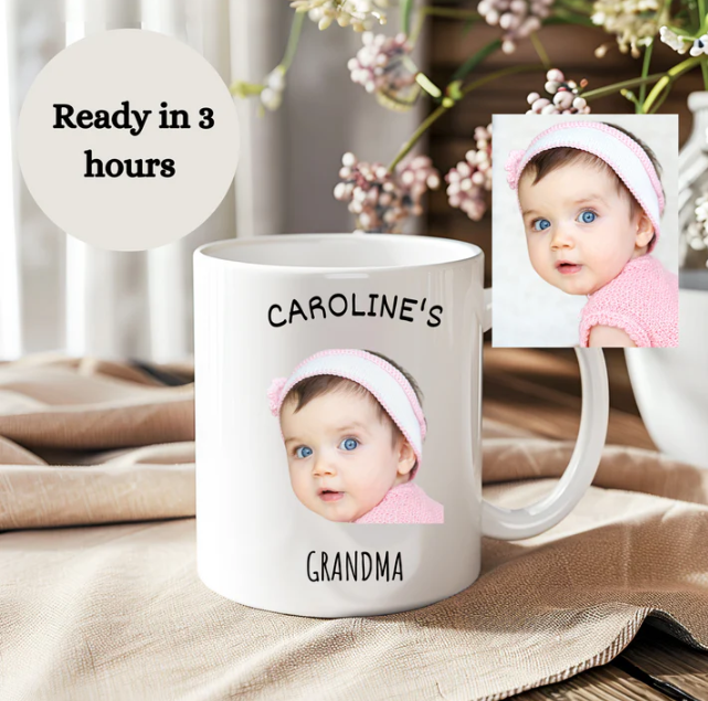 "Custom Baby Face Photo Mug 11oz & 15oz - Personalized Child Coffee Cup for Mom, Dad, Grandparents - Perfect Mother's Day & Christmas Gift"