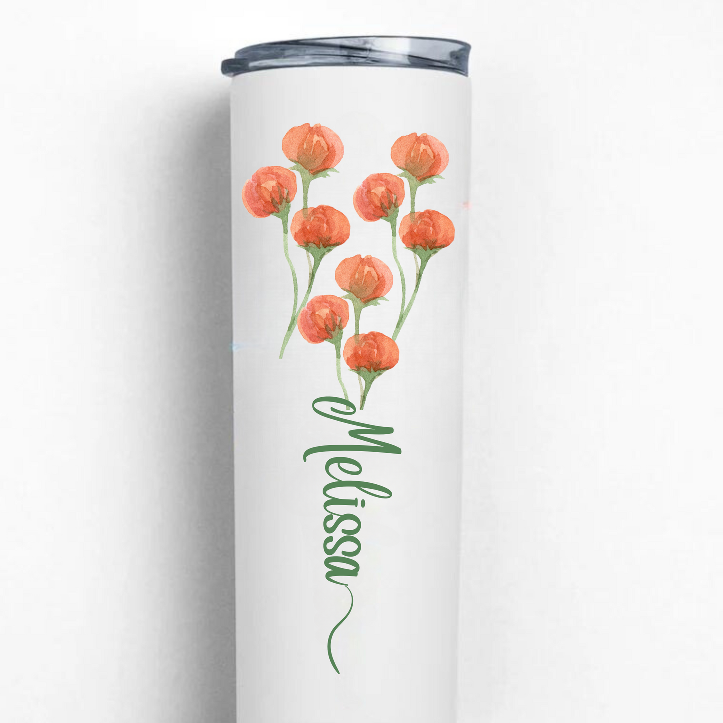 Personalized 20oz Tumbler with Name and Custom Birth Flower - Perfect Coffee Mug Gift for Her, Bridesmaids, Mother's Day, and Birthdays