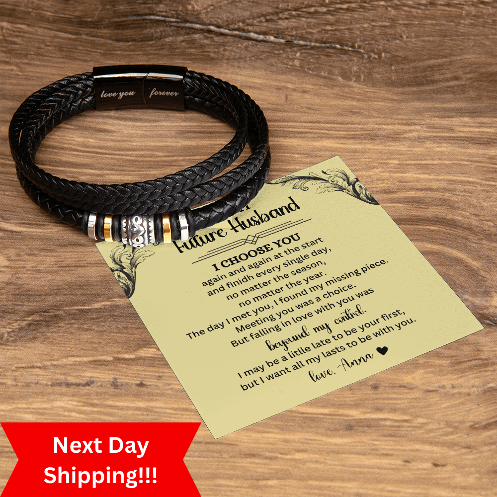 "Engagement & Valentine's Leather Bracelet – Perfect Gift for Your Fiance or Future Husband"