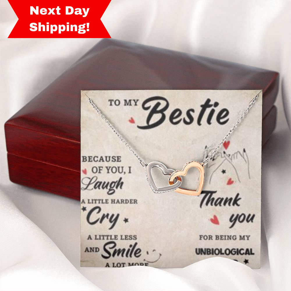 To My Bestie - Smile A Lot More - Interlocking Heart Necklace Gift for Friendship