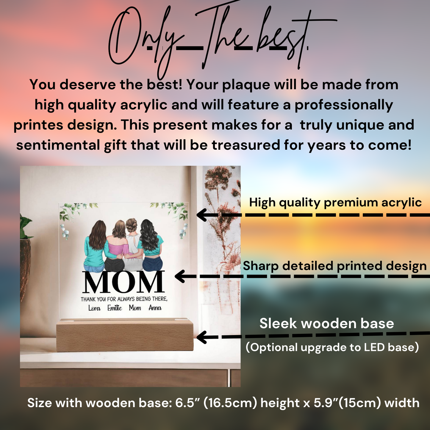 "Personalized Acrylic Square Plaque: A Unique Thank You Gift for Mom"