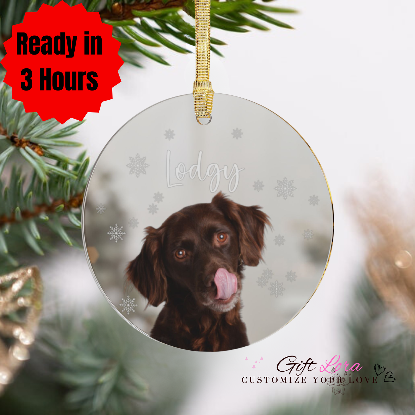 "Custom Personalized Puppy Picture Ornament | Perfect Christmas Gift for Dog Owners & Pet Lovers"