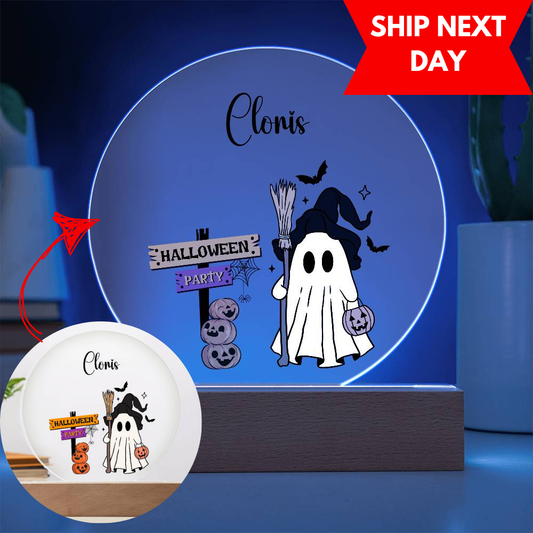 "Spooky Acrylic Night Light: Halloween Decor & Ghost Gift Ideas for Fall Season"