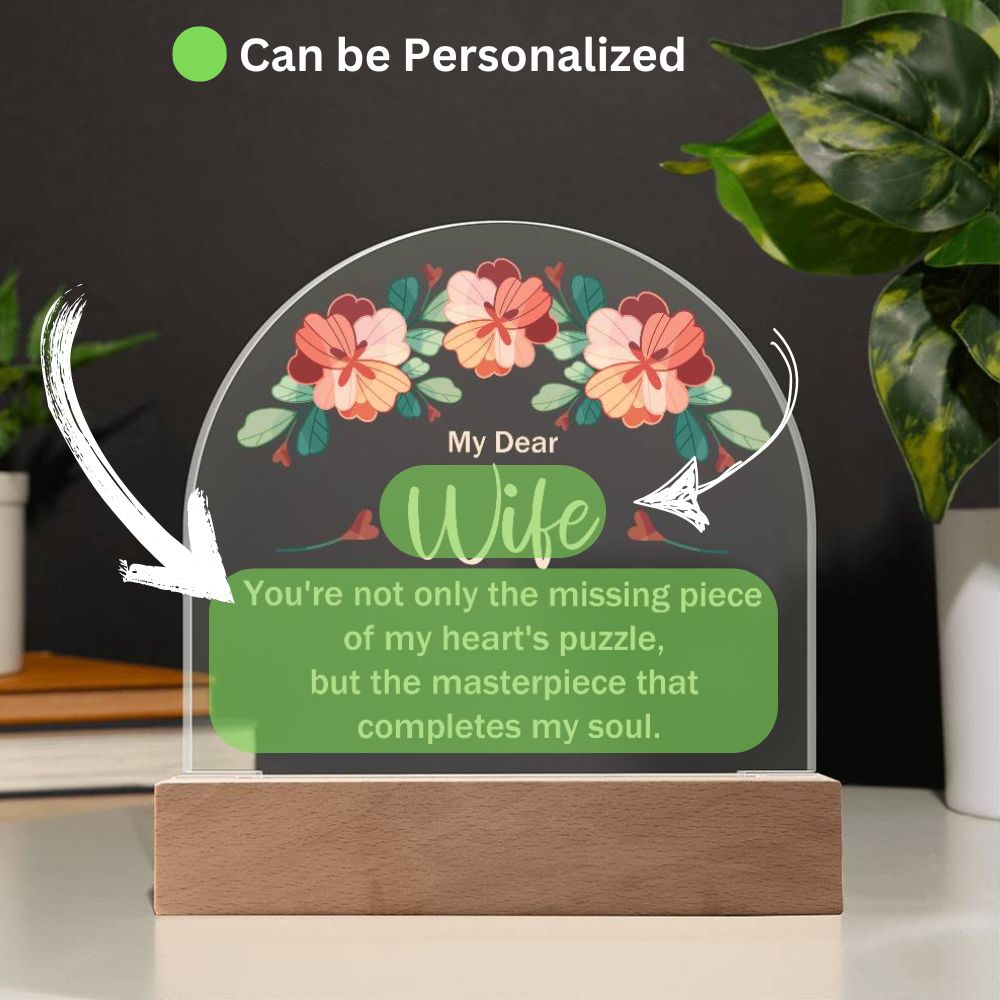 Personalized LED Acrylic Plaque – A Heartfelt Message for Your Beloved Wife!