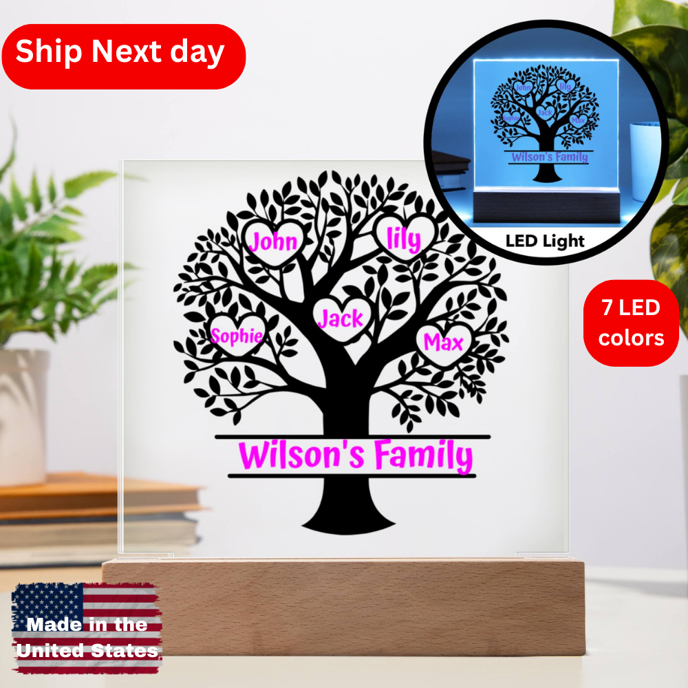 Personalized Tree Family Acrylic Plaque – A Heartwarming Gift for Your Loved Ones!