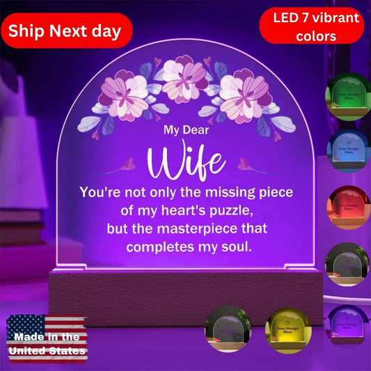 Personalized LED Acrylic Plaque – A Heartfelt Message for Your Beloved Wife!