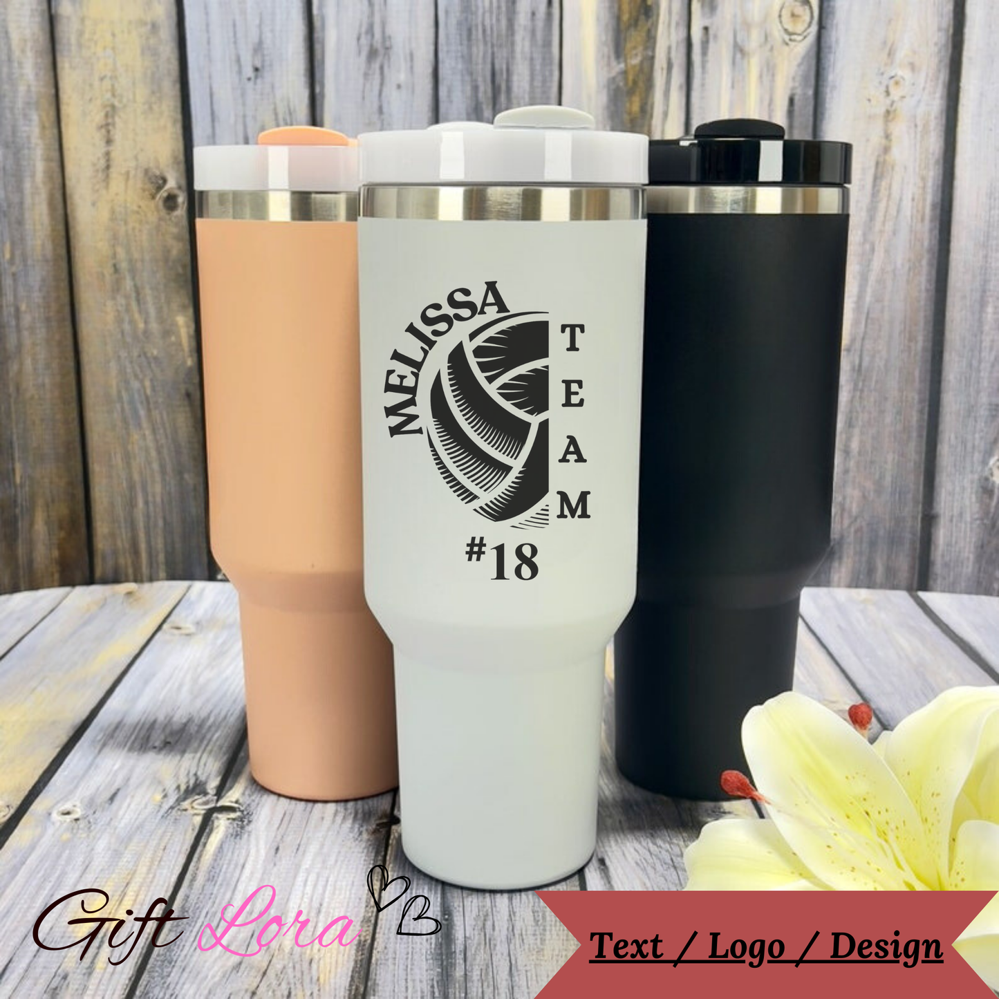 "Custom 40oz Tumbler with Name & Logo – Stainless Steel Laser Engraved Travel Mug with Lid & Straw, Bulk Order Options, Perfect Christmas Gift"