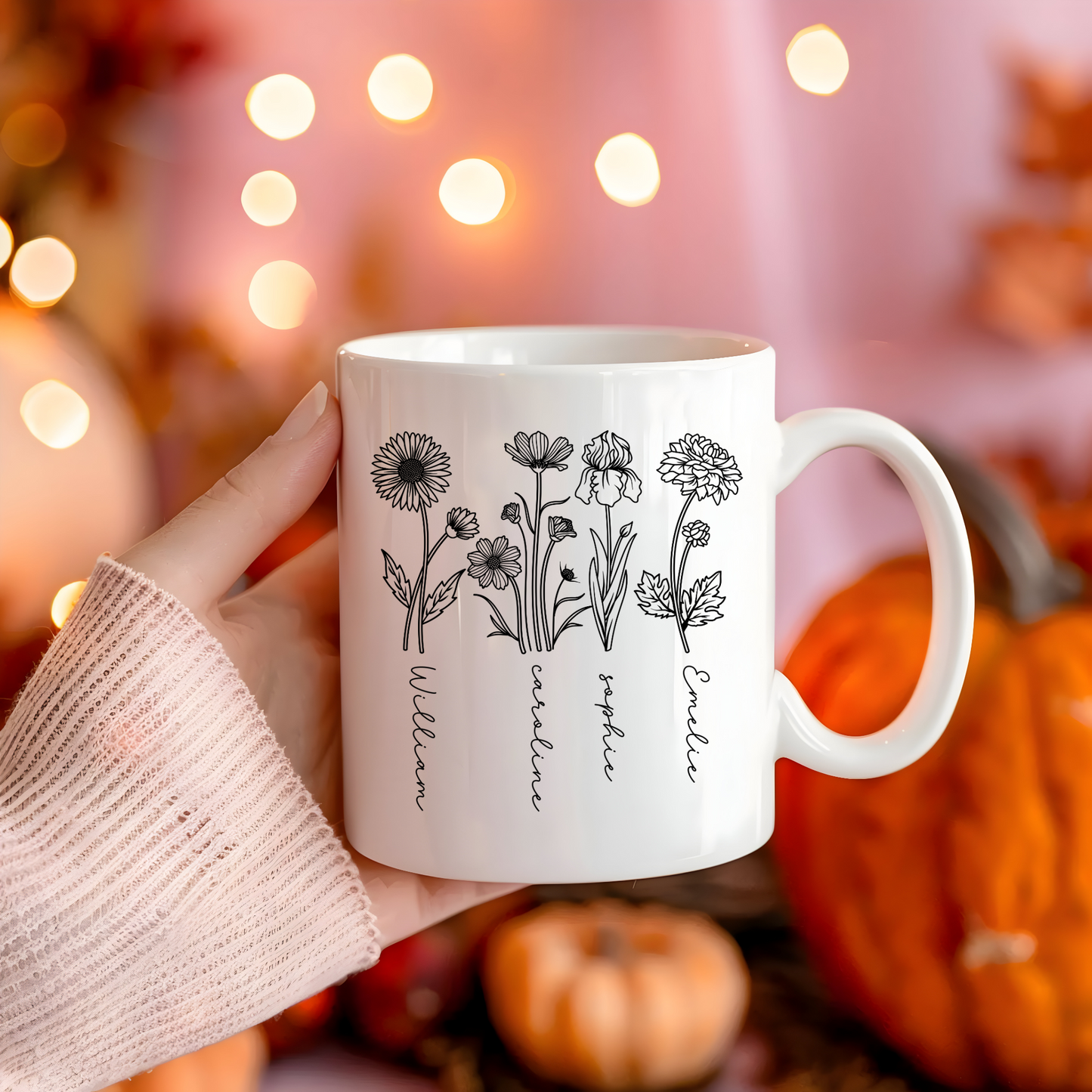 "Custom Birth Month Birth Flower Mug (11oz & 15oz) - Perfect Mother's Day Gift for Plant Moms and Plant Lovers"