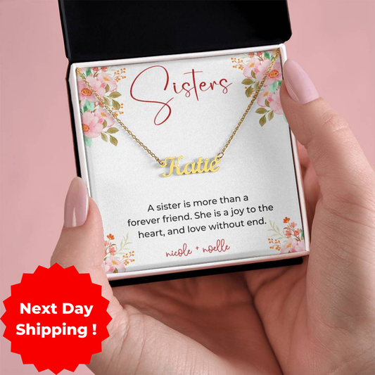 "Personalized My Sister Gold Heart Necklace with Custom Message Card | Perfect Gifts for Her, Mom, and Sisters | Summer Jewelry"