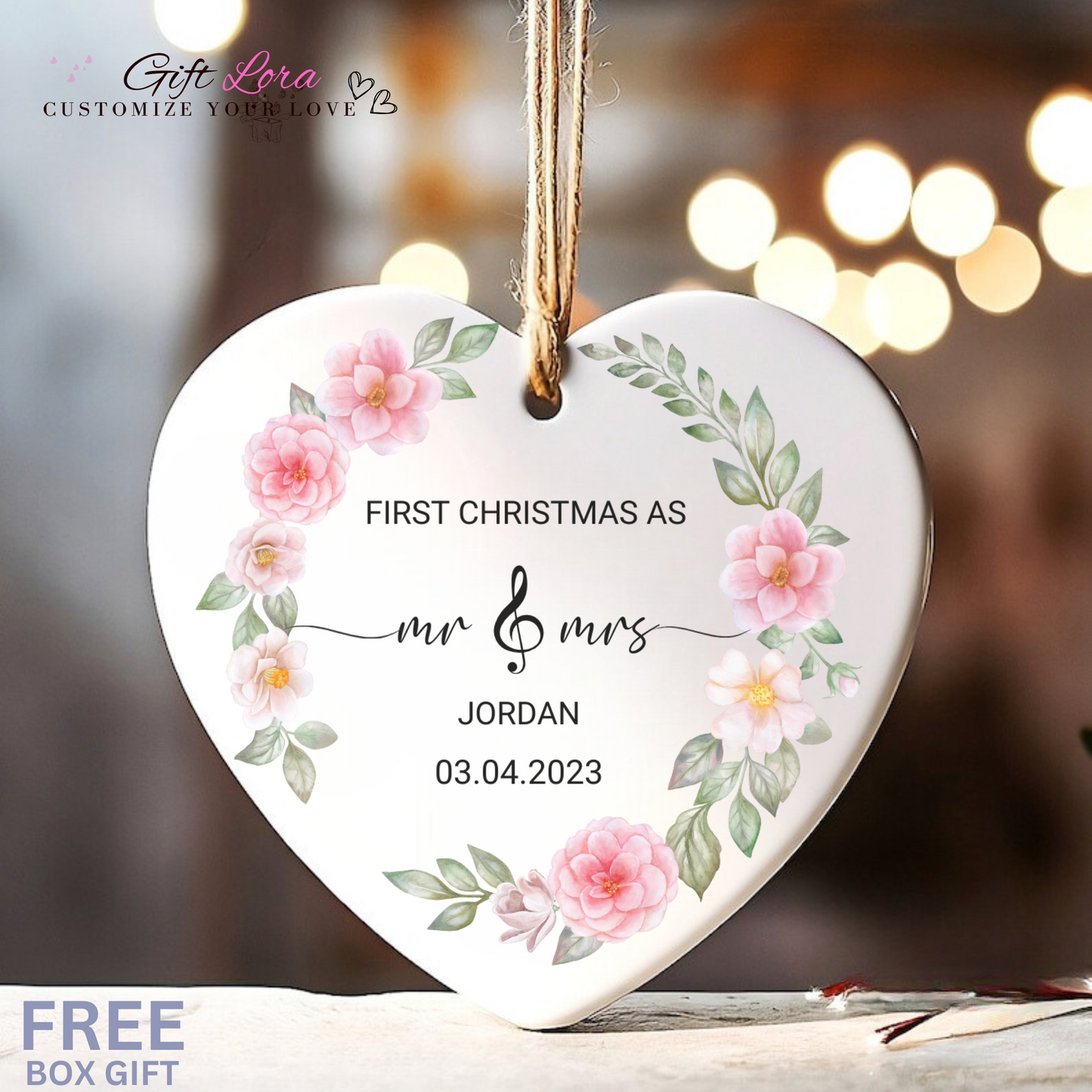 Personalized Mr and Mrs Christmas Ornament - Celebrate Your First Christmas Married