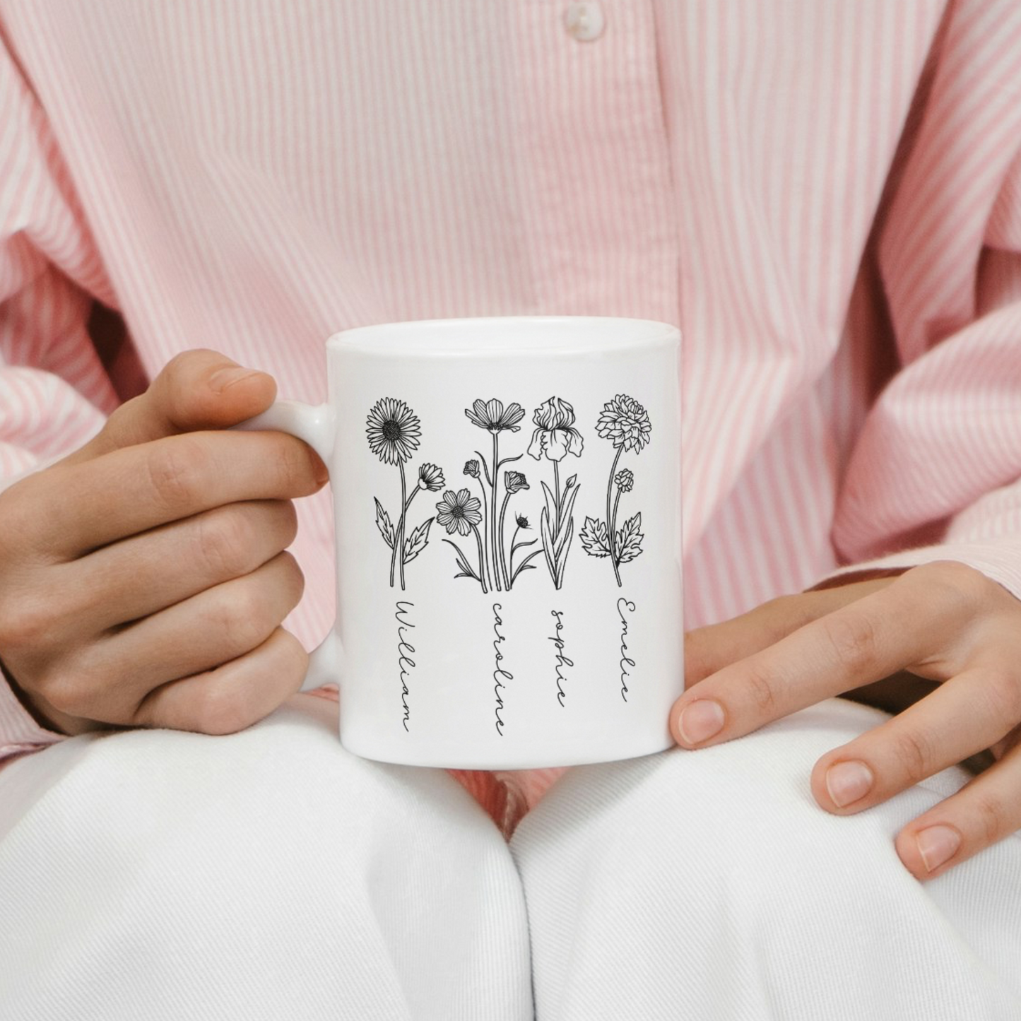 "Custom Birth Month Birth Flower Mug (11oz & 15oz) - Perfect Mother's Day Gift for Plant Moms and Plant Lovers"