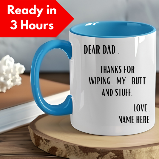 "Personalized 11oz & 15oz Dad Mugs: Custom Father's Day Gifts from Daughter, Son, Kids, Wife, Baby Girl | Gag Gift Ideas"