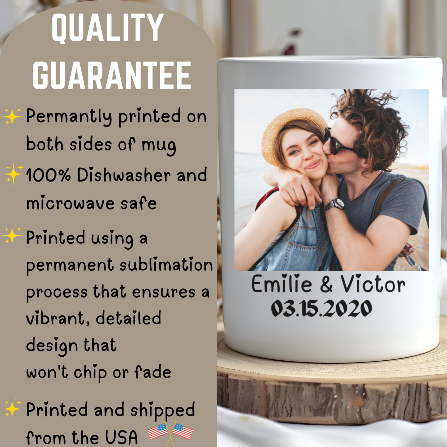 Custom Photo Coffee Mug - Personalized 11oz & 15oz Mugs for Anniversaries, Gifts, and More | Add Your Photo & Text