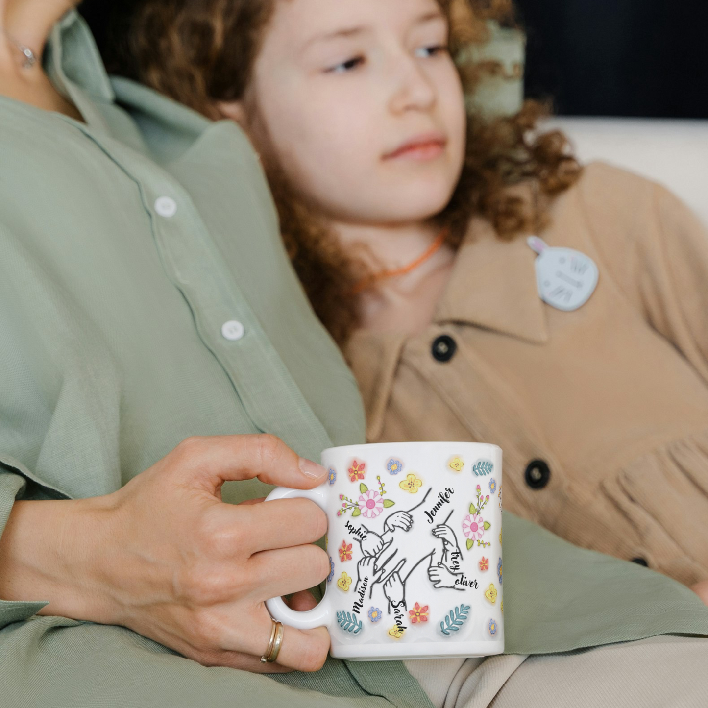 Personalized 11oz & 15oz Mama’s Hand 3D Inflated Effect Mug - Hold My Hand, Hold My Heart | 2024 Mother’s Day Gift for Mom & Grandma