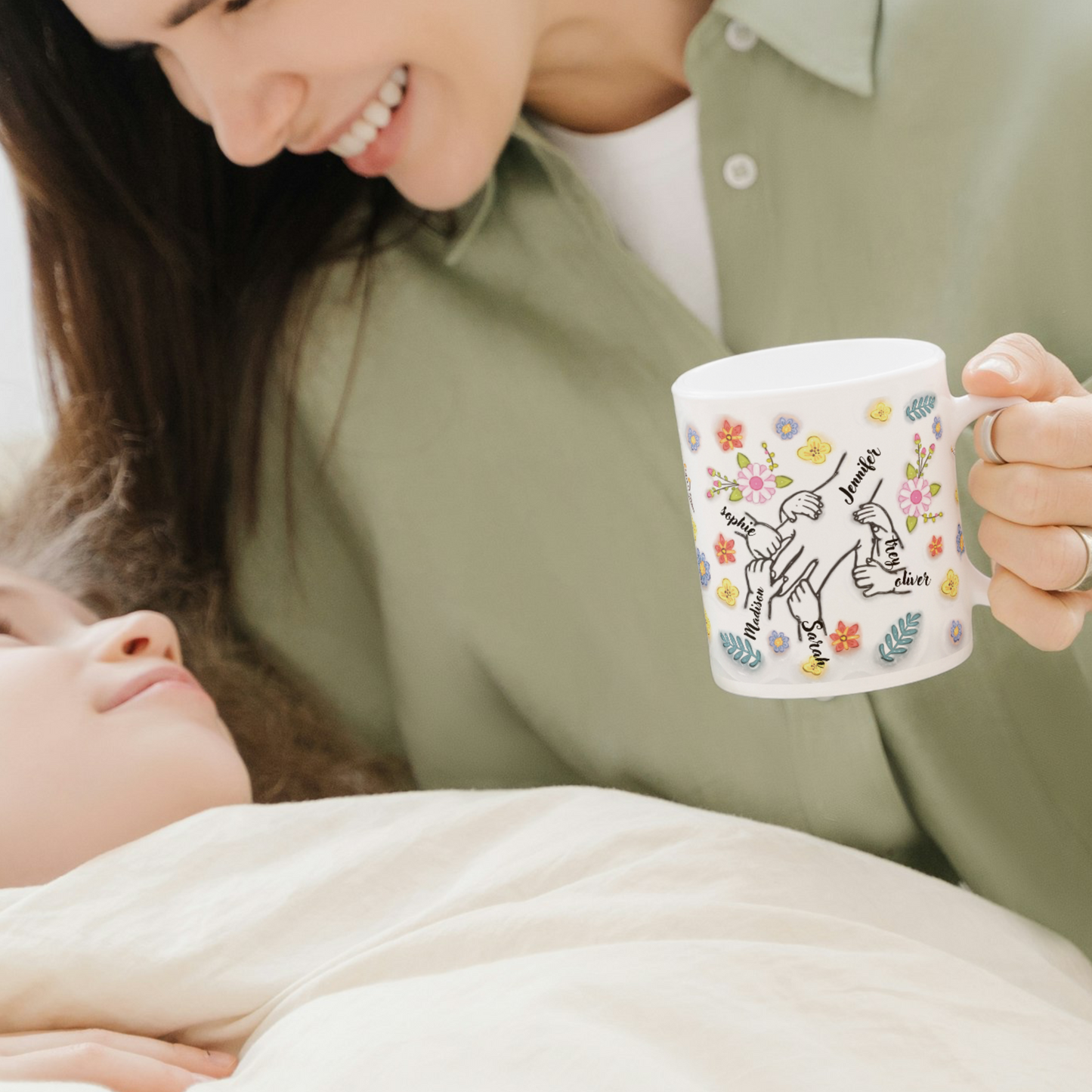 Personalized 11oz & 15oz Mama’s Hand 3D Inflated Effect Mug - Hold My Hand, Hold My Heart | 2024 Mother’s Day Gift for Mom & Grandma