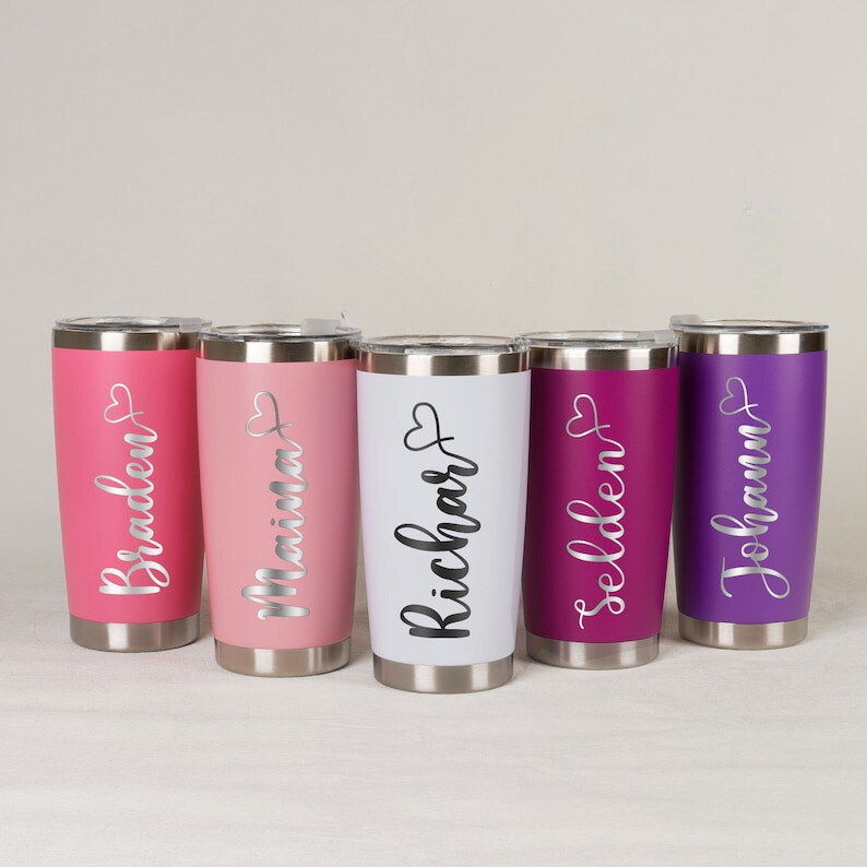 Personalized Laser Engraved Stainless Steel Tumblers - Perfect for Bridesmaids & More