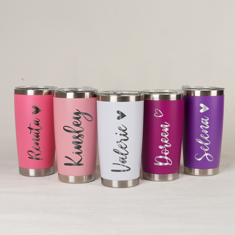 Personalized Laser Engraved Stainless Steel Tumblers - Perfect for Bridesmaids & More