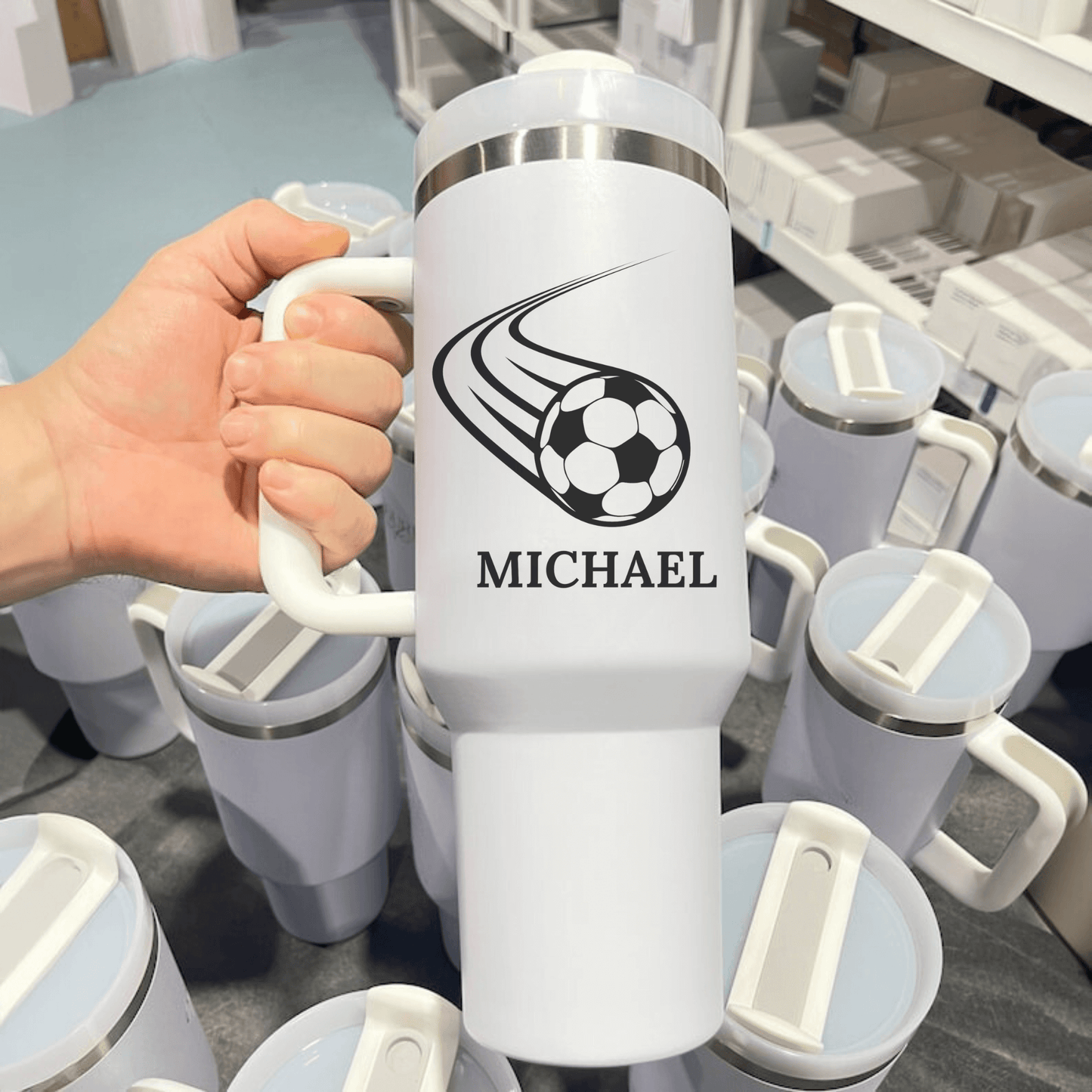 "Custom 40oz Tumbler with Name & Logo – Stainless Steel Laser Engraved Travel Mug with Lid & Straw, Bulk Order Options, Perfect Christmas Gift"