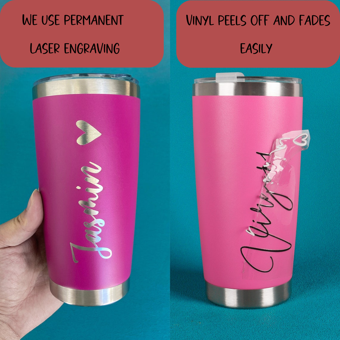 Personalized Laser Engraved Stainless Steel Tumblers - Perfect for Bridesmaids & More