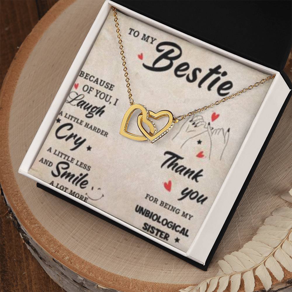 To My Bestie - Smile A Lot More - Interlocking Heart Necklace Gift for Friendship