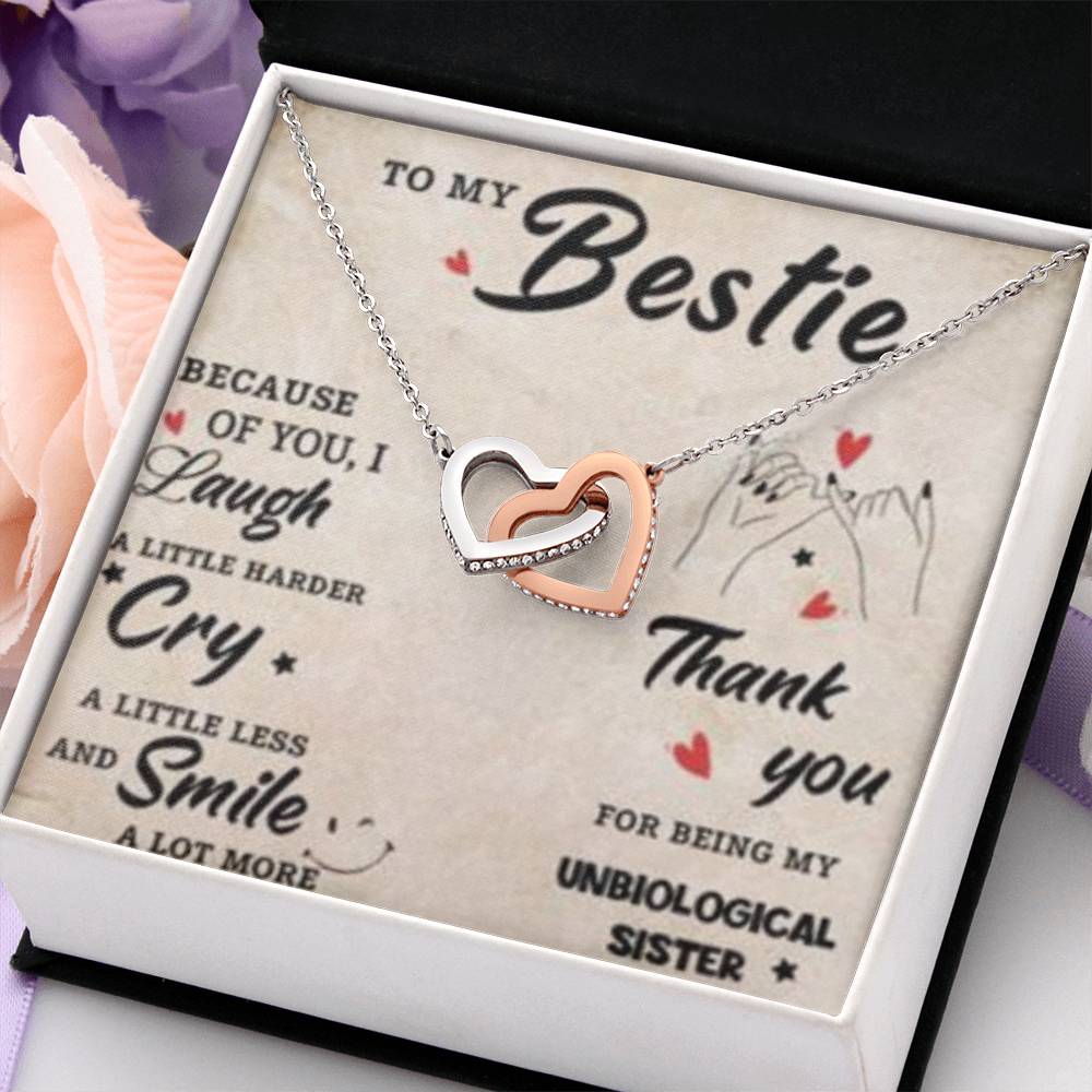 To My Bestie - Smile A Lot More - Interlocking Heart Necklace Gift for Friendship