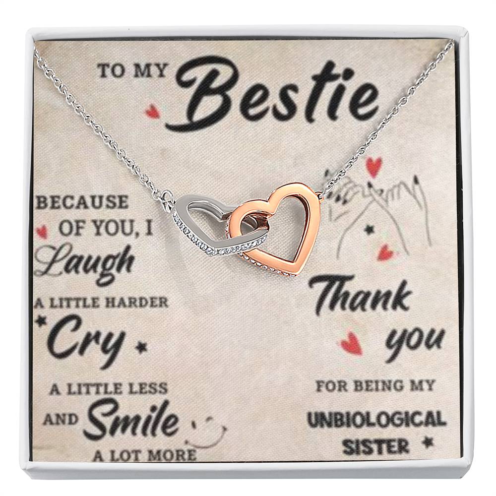 To My Bestie - Smile A Lot More - Interlocking Heart Necklace Gift for Friendship