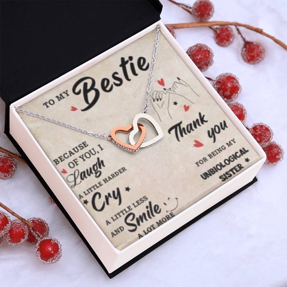 To My Bestie - Smile A Lot More - Interlocking Heart Necklace Gift for Friendship