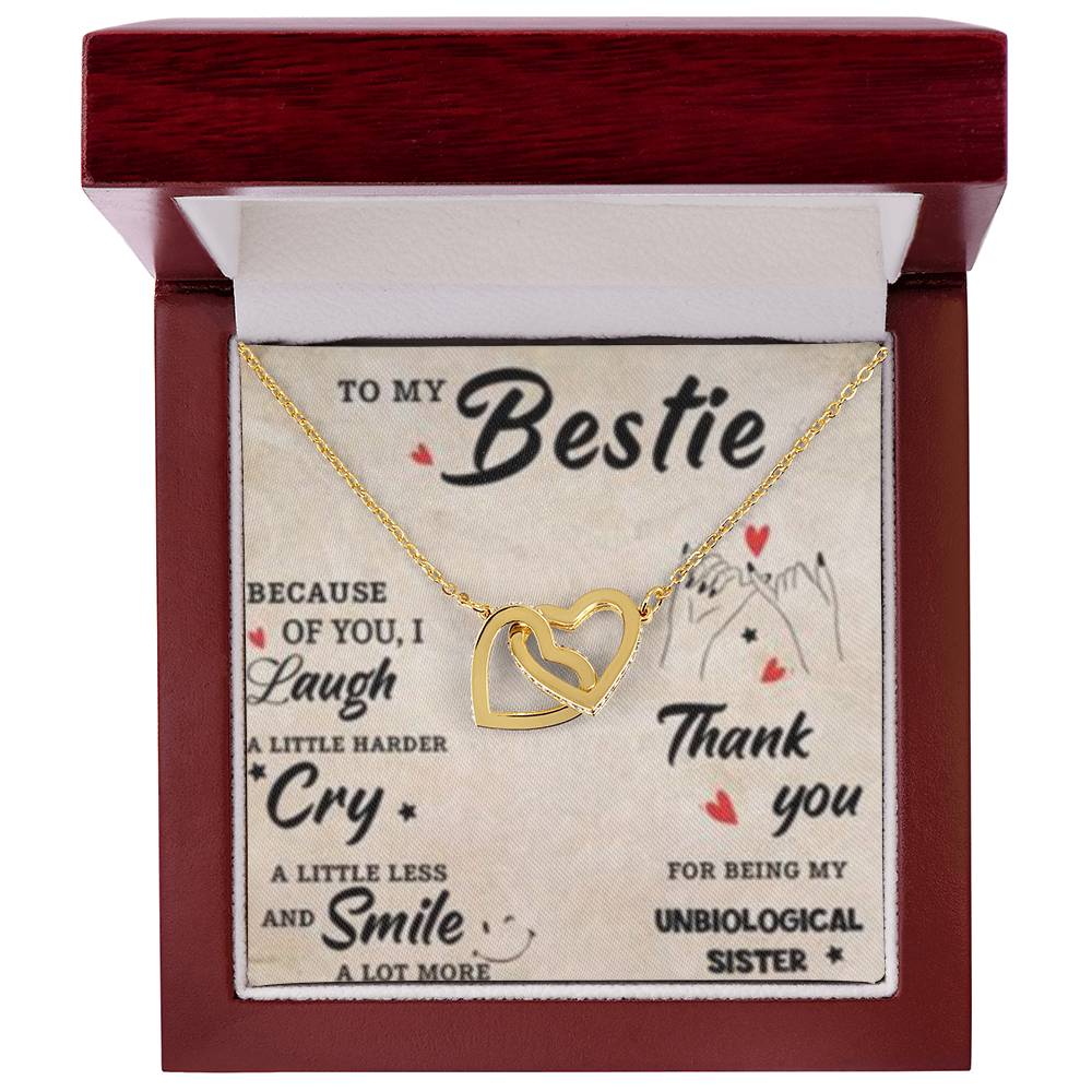 To My Bestie - Smile A Lot More - Interlocking Heart Necklace Gift for Friendship