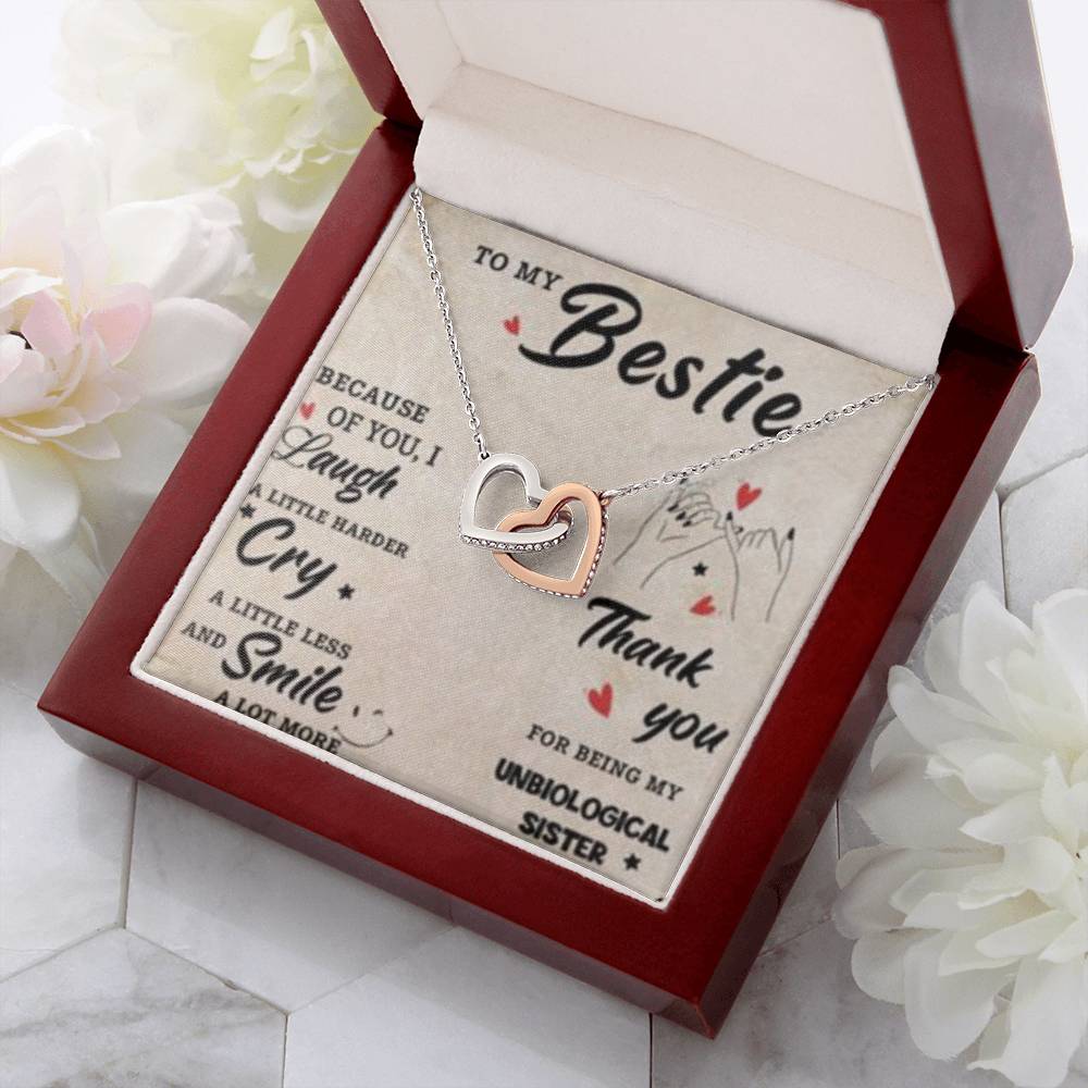 To My Bestie - Smile A Lot More - Interlocking Heart Necklace Gift for Friendship