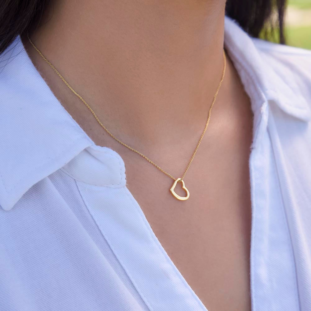 Gold Heart Necklace 14k Gold / Open Heart Shaped Charm Necklace / 14K Gold Love Pendant / Love Design Necklace / Best Friend Gift