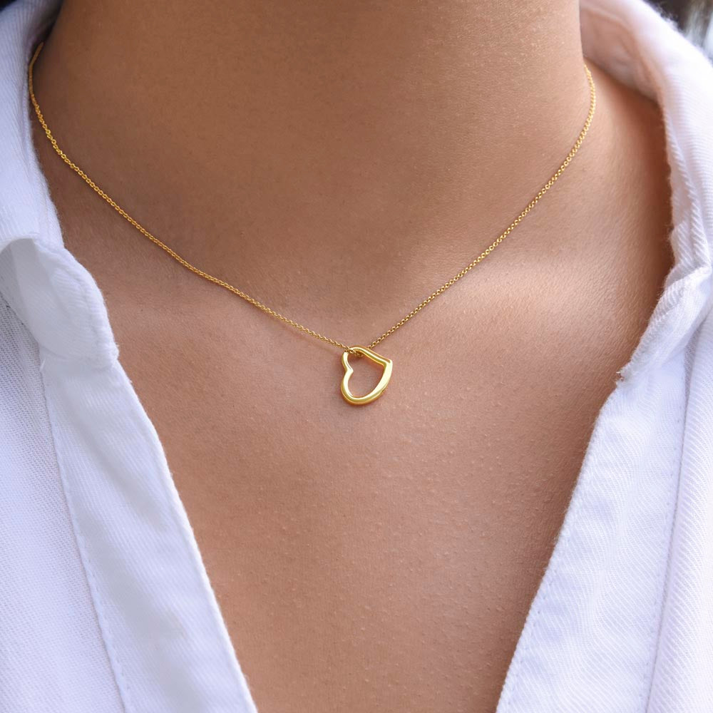 Gold Heart Necklace 14k Gold / Open Heart Shaped Charm Necklace / 14K Gold Love Pendant / Love Design Necklace / Best Friend Gift