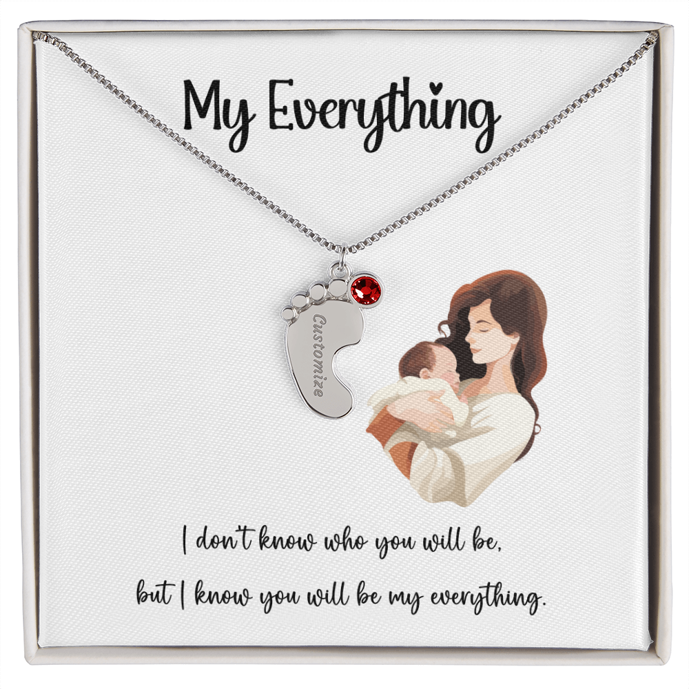 Elegant Baby Foot Pendant Necklace with Custom Note Card, Baby Shower Gift, Delicate Gold Chain Jewelry, Mother's Day Present, Personalized Keepsake