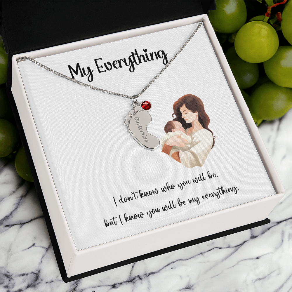 Elegant Baby Foot Pendant Necklace with Custom Note Card, Baby Shower Gift, Delicate Gold Chain Jewelry, Mother's Day Present, Personalized Keepsake