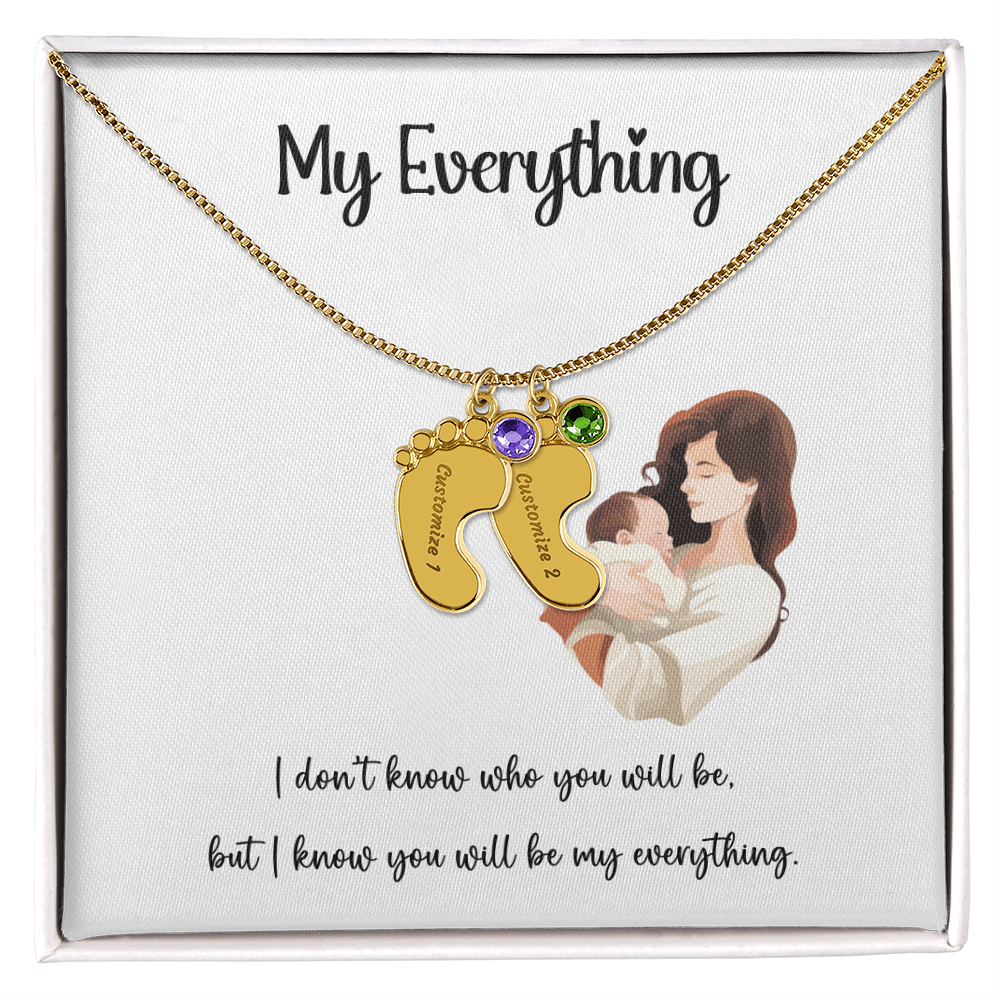 Elegant Baby Foot Pendant Necklace with Custom Note Card, Baby Shower Gift, Delicate Gold Chain Jewelry, Mother's Day Present, Personalized Keepsake