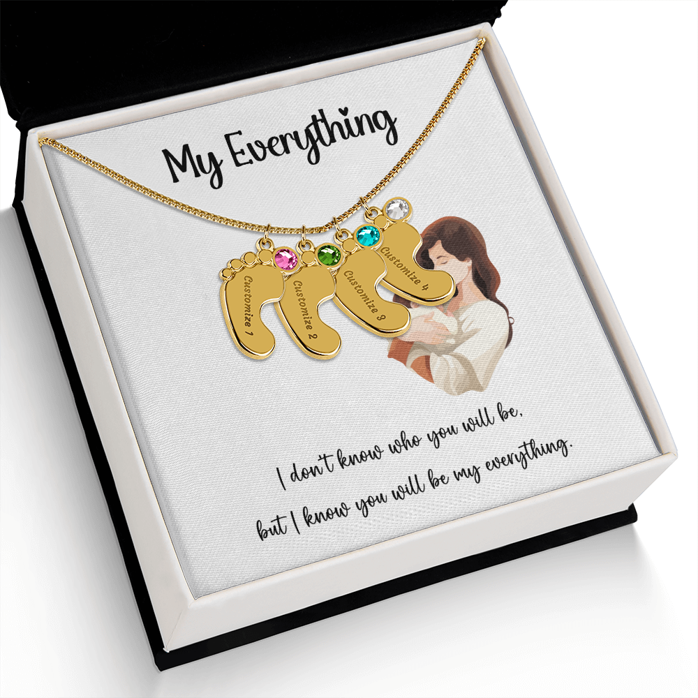 Elegant Baby Foot Pendant Necklace with Custom Note Card, Baby Shower Gift, Delicate Gold Chain Jewelry, Mother's Day Present, Personalized Keepsake