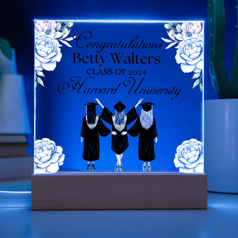 Personalized Acrylic Square Plaque for University Graduation Congratulations