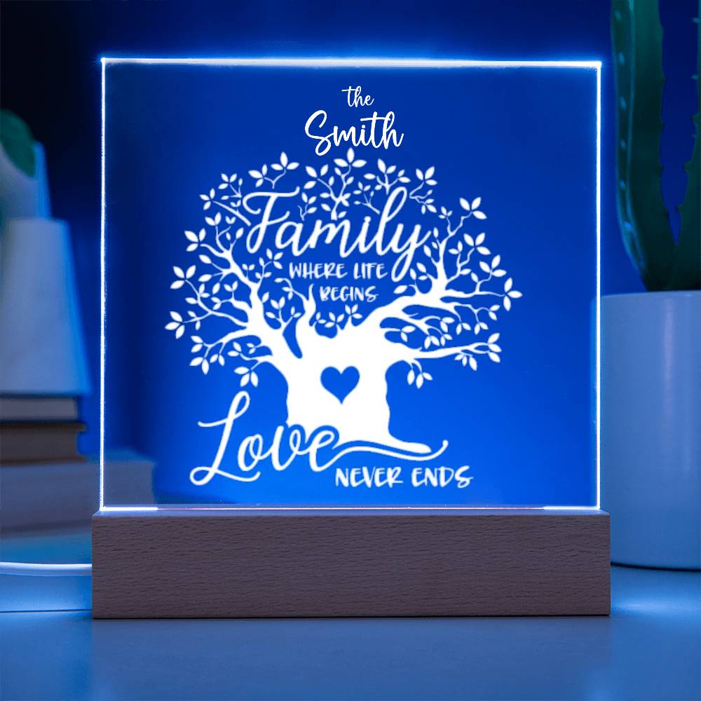 "Endless Love & Life Acrylic Plaque – A Cherished Family Keepsake"