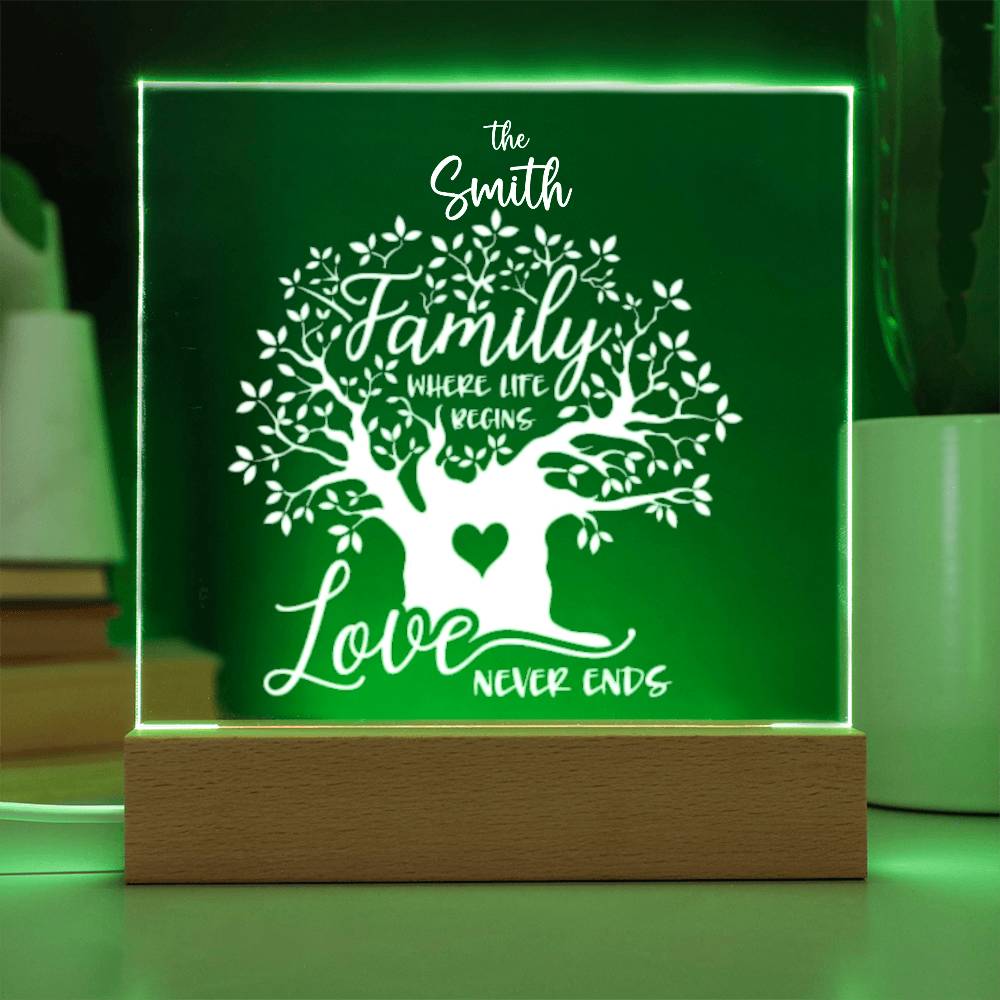 "Endless Love & Life Acrylic Plaque – A Cherished Family Keepsake"