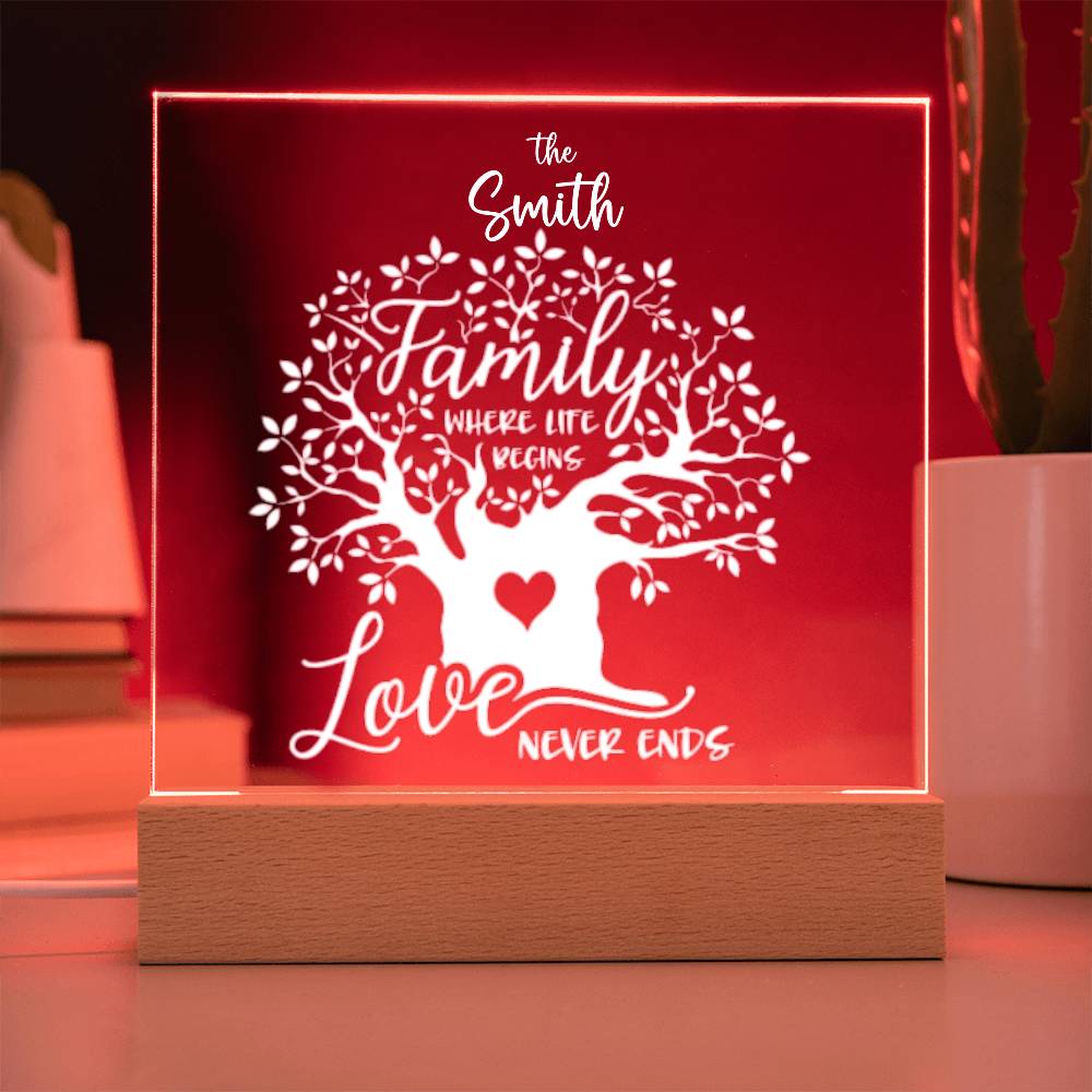 "Endless Love & Life Acrylic Plaque – A Cherished Family Keepsake"