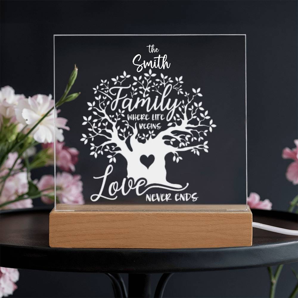 "Endless Love & Life Acrylic Plaque – A Cherished Family Keepsake"