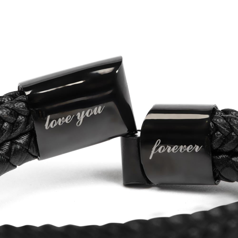 To My Grandson, Love You Forever Linked Braided Leather Bracelet